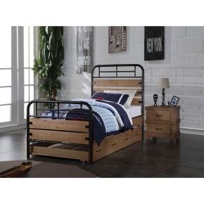 ACME 30610T Adams - Twin Bed - Antique Oak & Gunmetal