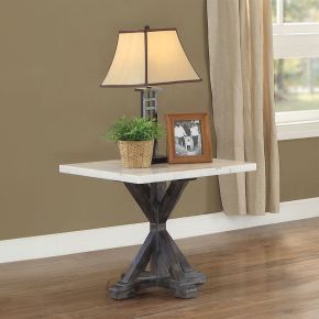 ACME 84547 Romina - End Table - White Marble Top & Weathered Espresso