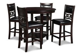 New Classic D1701-52S Gia - 5 Piece Round Counter Dining Set - Ebony