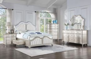 Coaster Fine Furniture 223390Q-S5 Evangeline - 5 Piece Queen Bedroom Set - Silver Oak
