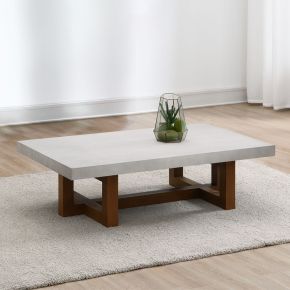 ACME LV03015 Keven - Coffee Table - Faux Concrete Top & Walnut Finish