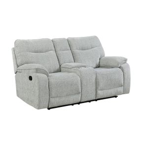 New Classic U2542-25-MST Chablis - Reclining Console Loveseat - Mist Gray