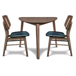 New Classic 40-D1651-D2FC Oscar - Corner Table With 2 Teal Cushion Chairs - Brown