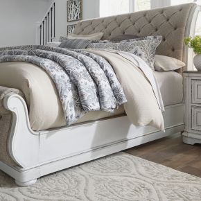 Liberty Furniture 244-BR92C Magnolia Manor - California King Upholstered Sleigh Bed Rails - White