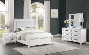 CoasterEveryday 224841KW-S4 Marielle - 4 Piece California King Bedroom Set - Distressed White