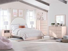 Signature Design by Ashley® B1323/221/36/245/87/84/89/B100-12 Wistenpine - 7 Pc. - Dresser, Mirror, Chest, Full Upholstered Panel Bed - Blush
