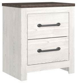 Ashley Furniture B1190-92 Gerridan - Two Drawer Night Stand - White / Gray