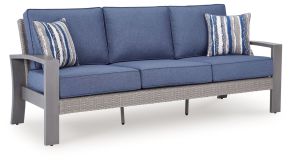 Ashley Furniture PCP418-838 Half Moon Beach - Sofa With Cushion - Blue / Gray