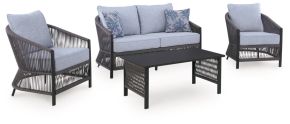 Ashley Furniture PCP391-080 Bridges Beach - Loveseat, Lounge Chairs, Table Set (Set of 4) - Gray