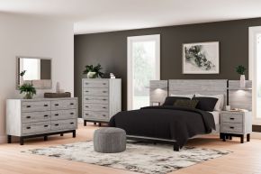 Signature Design by Ashley® B1036/231/36/345/102/54/57/92(2)/96 Vessalli - Gray - 9 Pc. - Dresser, Mirror, Chest, Queen Panel Bed With Extensions, 2 Nightstands