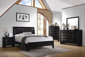 CoasterEssence 200701KW-S4 Briana - 4 Piece California King Bedroom Set (Bed, Dresser, Mirror, Nightstand) - Black