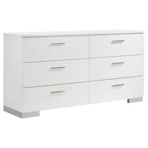 CoasterEssence 203503 Felicity - 6-Drawer Dresser - White High Gloss