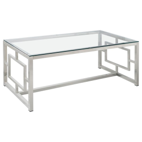 CoasterEssence 703738 Merced - Rectangular Glass Top Coffee Table - Nickel