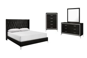 New Classic 00-3365-14C Huxley - 6/6 Eastern King 4 Piece Bedroom Set (Bed & Dresser & Mirror & Chest) - Black