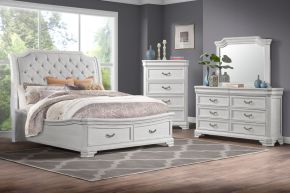 New Classic 00-493W-14C Lyndhurst - 6/6 Eastern King 4 Piece Bedroom Set (Bed, Dresser, Mirror, Chest) - White