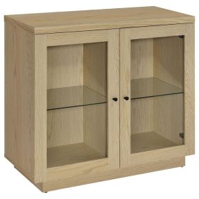 Coaster Fine Furniture 950429 Tilbury - 2-Door Glass Front Accent Display Cabinet - Light Oak