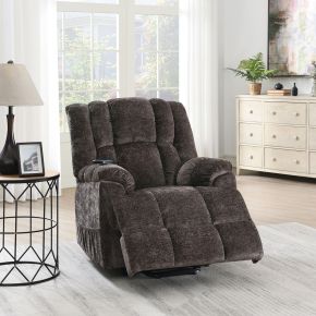ACME LV02998A Pacay - Power Recliner With Lift, Heating & Massage - Brown Chenille