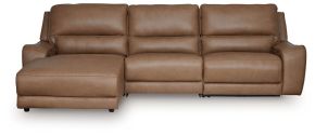 Signature Design by Ashley® PCU62606S23 DeepWakes - 3-Piece Power Reclining Sofa With LAF Press Back Power Chaise - Caramel
