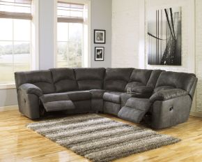 Signature Design by Ashley® 27801/48/49 Tambo - Right Arm Facing Loveseat with Console 2 Pc Sectional - Pewter