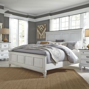 Liberty Furniture 417-BR-CPBDMN Allyson Park - 4 Piece Bedroom Set (California King Panel Bed, Dresser & Mirror, Nightstand) - White