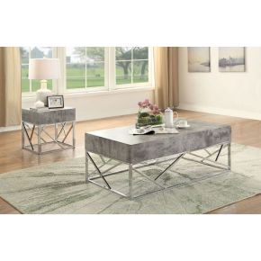 ACME 84577 Burgo - End Table - Faux Marble & Chrome