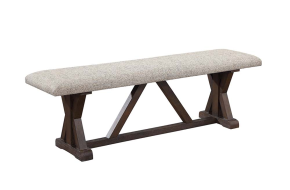 ACME DN00704 Pascaline - Bench - Gray Fabric, Rustic Brown & Oak Finish
