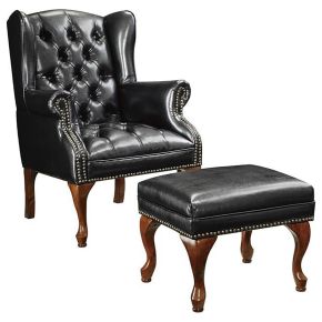 CoasterElevations 900262 Roberts - Upholstered Wingback Chair And Ottoman Set - Black