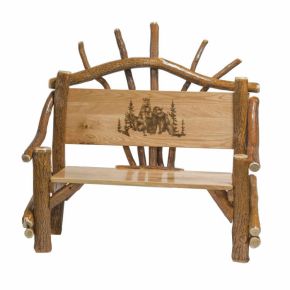 Tennessee Enterprises 9996N Amish 4 Ft. Park Bench w/ Bear Scene - Oak / Aspen