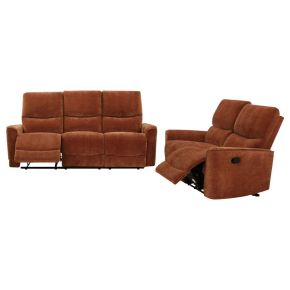Coaster Fine Furniture 609574-S2 Navarro - 2 Piece Upholstered Reclining Sofa Set - Burnt Orange