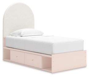 Signature Design by Ashley® B1323B14 Wistenpine - Twin Upholstered Panel Bed With Under Bed Storage - Blush