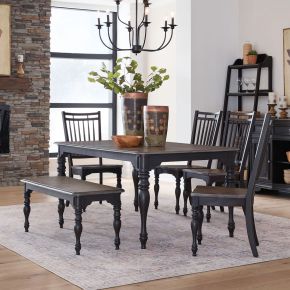 Liberty Furniture 244B-CD-O6LTS Liberty Furniture 244B-CD-O6LTS Magnolia Manor - Opt 6 Piece Leg Table Set - Weathered Bark & Antique Black