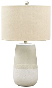 Ashley Furniture L100724 Shavon - Ceramic Table Lamp - Beige / White