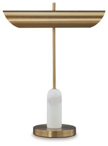 Ashley Furniture L734392 Rowleigh - Marble Desk Lamp - Gold Finish / White