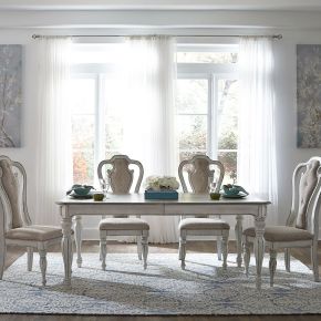 Liberty Furniture 244-DR-5LTS Magnolia Manor - 5 Piece Leg Table Set With Upholstered Chairs - Antique White