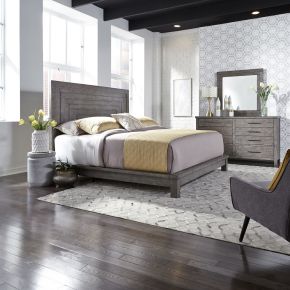 Liberty Furniture 406-BR-CPLDM Modern Farmhouse - 3 Piece Bedroom Set (California King Platform Bed, Dresser & Mirror) - Gray