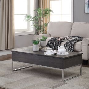 ACME 81170 Iban - Coffee Table With Lift Top - Gray Oak & Chrome
