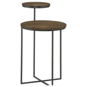 CoasterEssence 935980 Yael - Round Mango Wood Accent Side Table - Natural And Gunmetal