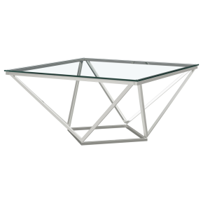 Coaster Fine Furniture 709738 Brittania - Square Glass Top Geometric Coffee Table - Nickel