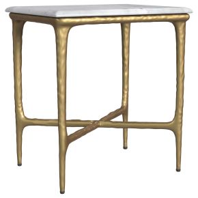 Coaster Fine Furniture 930091 Baldwin - Rectangular Marble Top Side Table - White And Gold