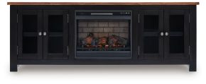 Signature Design by Ashley® W664W1 Wildenauer - 76" TV Stand With Infrared Electric Fireplace - Brown / Black