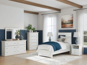 Signature Design by Ashley® B139/31/35/153/183 Bostwick Shoals - 4 Pc. - Dresser, Mirror, Twin Panel Bed With Framed Footboard - White