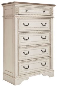 Ashley Furniture B743-46 Realyn - Five Drawer Chest - White / Brown / Beige