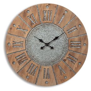 Signature Design by Ashley® A8010076 Payson - Wall Clock - Antique Gray / Natural