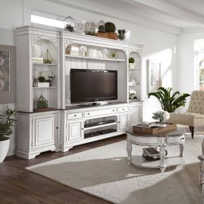 Liberty Furniture 244-ENTW-ECP Magnolia Manor - Entertainment Center With Piers - White