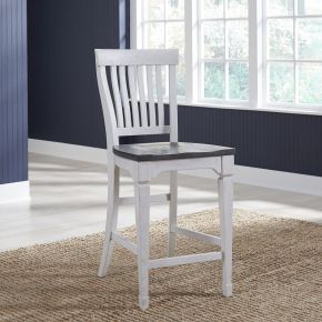 Liberty Furniture 417-C150024 Allyson Park - Counter Height Slat Back Chair - Wirebrushed White / Charcoal