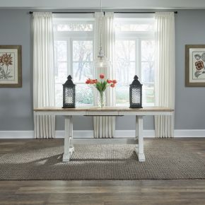 Liberty Furniture 62WH-CD-TRS Liberty Furniture 62WH-CD-TRS Lindsey Farm - Trestle Table - Weathered White & Sandstone
