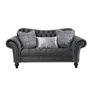 ACME 53091 Gaura - Loveseat - Dark Gray Velvet