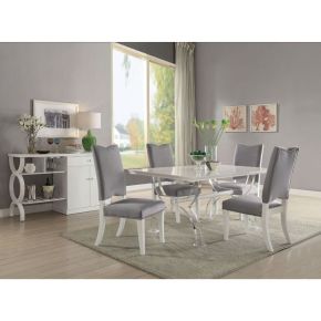 ACME 74722 Martinus - Side Chair (Set of 2) - Gray Fabric & White