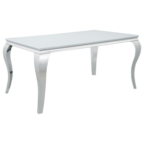 CoasterElevations 115091 Carone - Rectangular Glass Top Dining Table - White And Chrome