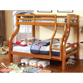 Furniture of America CM-BK618-BED Solpine - Twin Over Full Bunk Bed - Oak